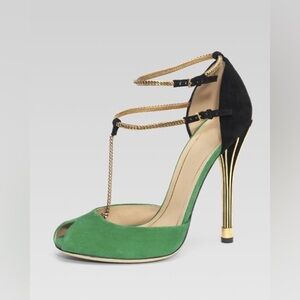 Gucci Ophellie suede leather t strap mary jane heels sz. 36.5